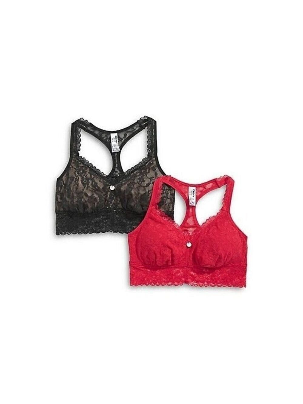 DKNY 2-Pack Lace Bralettes Red and Black Size M